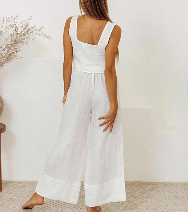 Milena™ – Minimalist Top & Wide-Leg Pants Set
