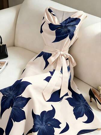 Women's Sleeveless Floral Print Dress