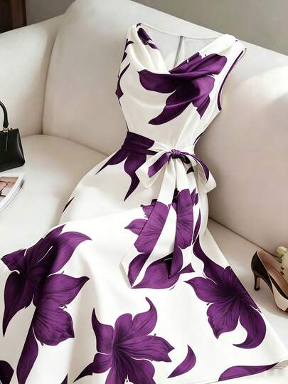 Women's Sleeveless Floral Print Dress
