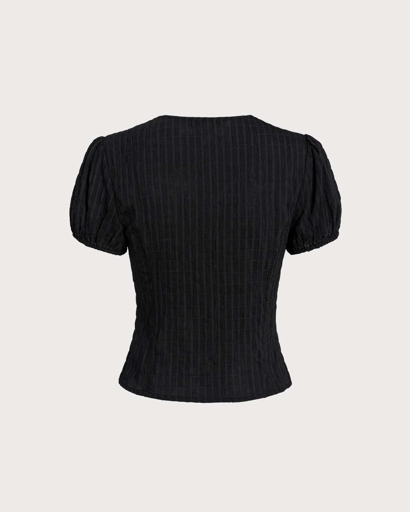 Black Jacquard Lace Button Blouse