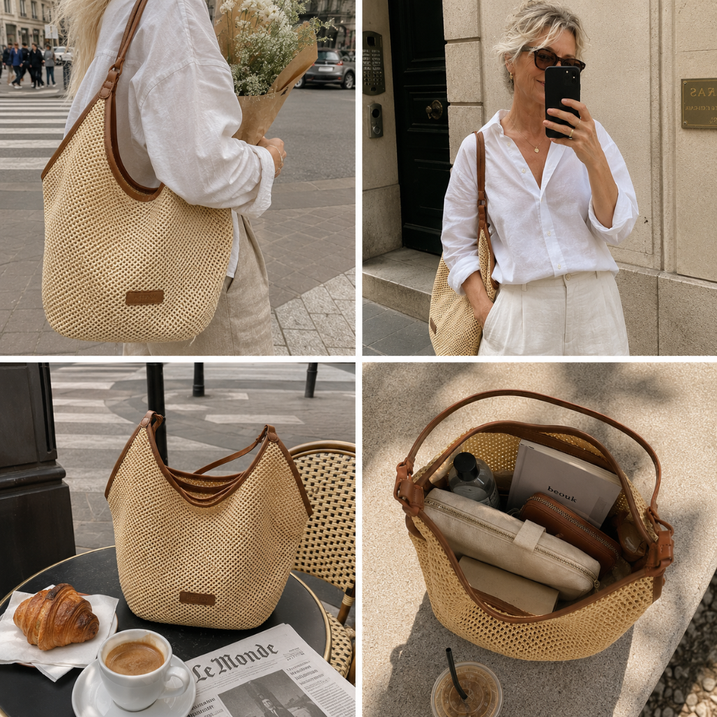 Nora | Open Weave Hobo Bag