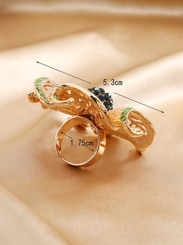 Adjustable Flower Shape Hollow Rhinestone Rings