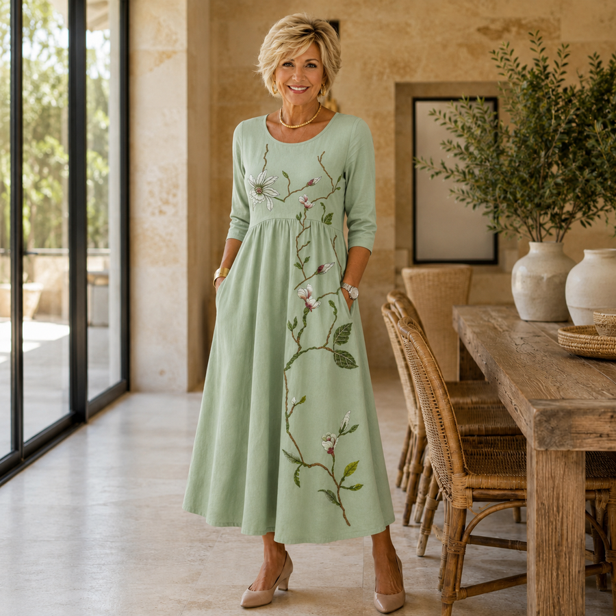 Willow Bloom Sage Midi Dress