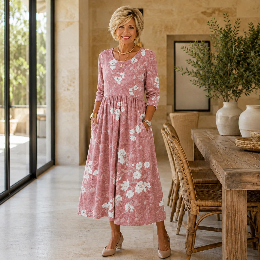 Blush Bloom Grace Pocket Midi Dress