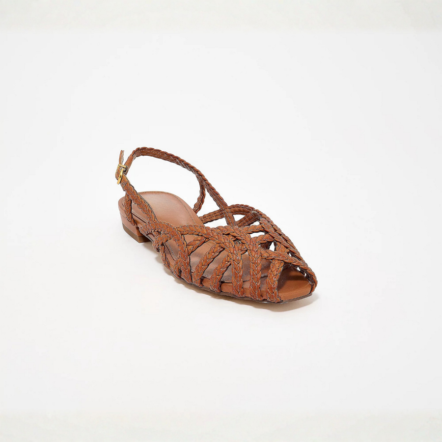 Aria Braided Leather Slingback Flats