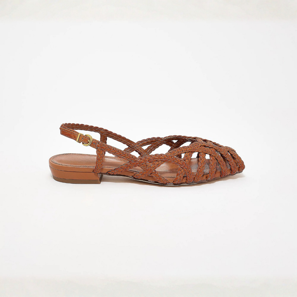 Aria Braided Leather Slingback Flats