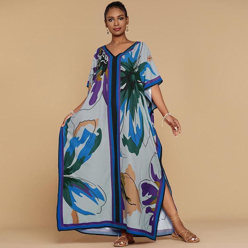 Loose-fit printed cover-up maxi dress