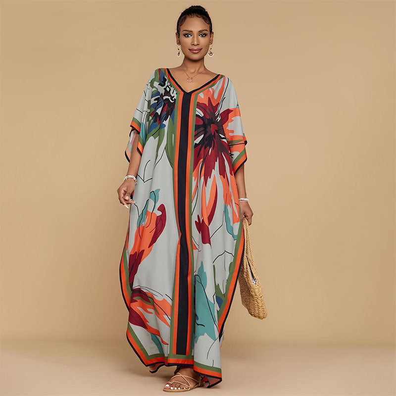 Loose-fit printed cover-up maxi dress