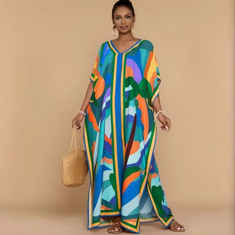 Loose-fit printed cover-up maxi dress