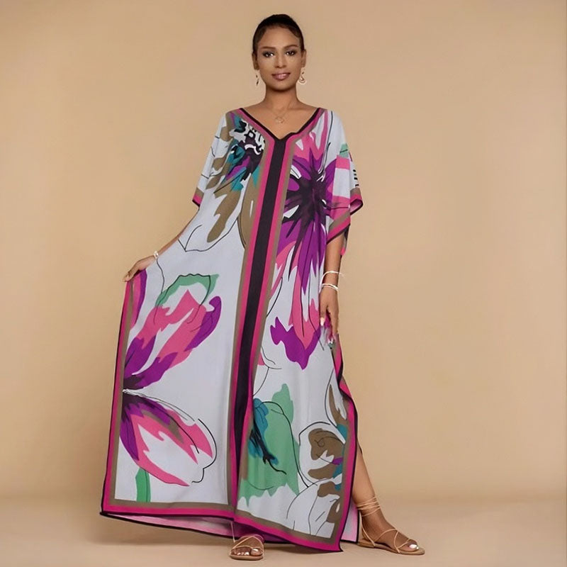 Loose-fit printed cover-up maxi dress