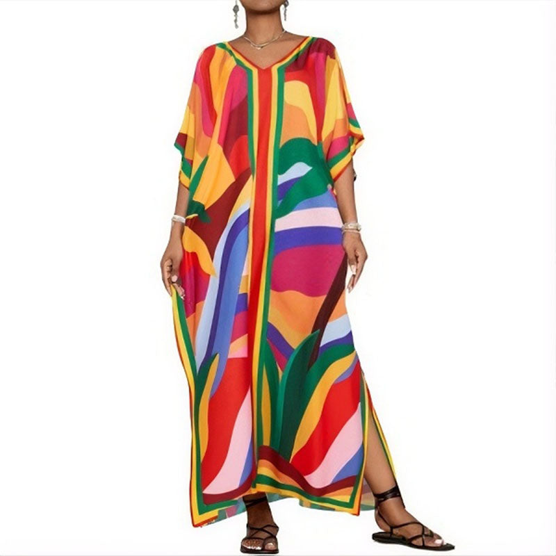 Loose-fit printed cover-up maxi dress
