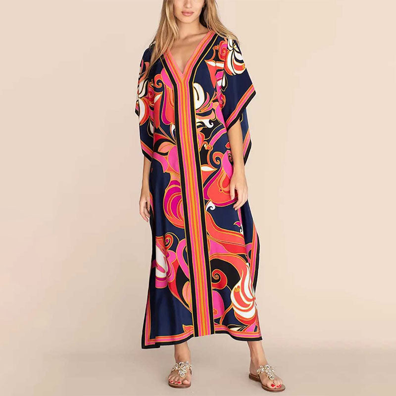 Loose-fit printed cover-up maxi dress