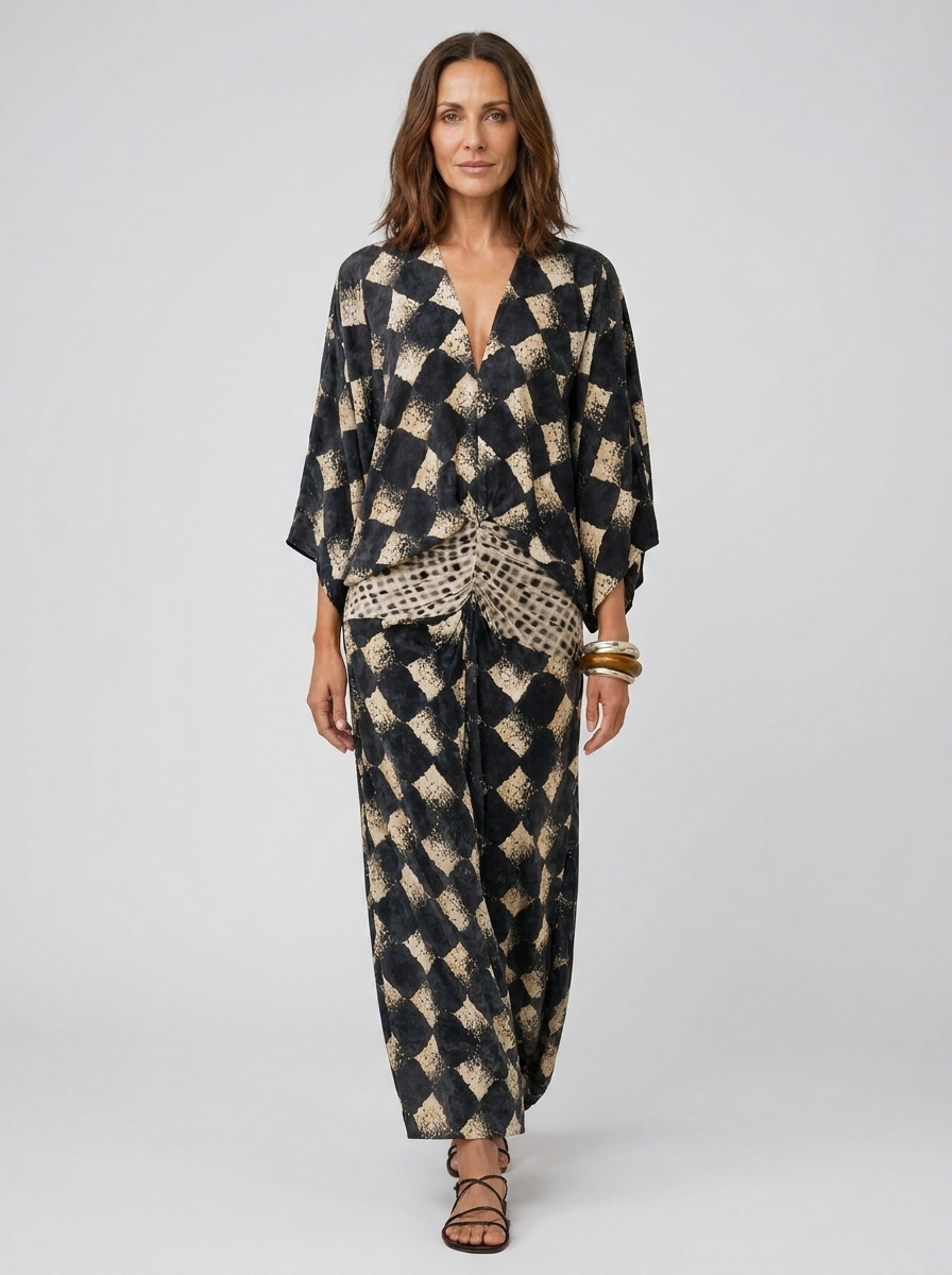 Maelia - Vestido Mosaico Mediterráneo - Negro