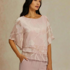 Chiffon Floral Layered Blouse - Lilac HD