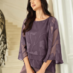 Chiffon Floral Layered Blouse - Pink HD