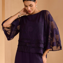 Chiffon Floral Layered Blouse - Light Purple HD