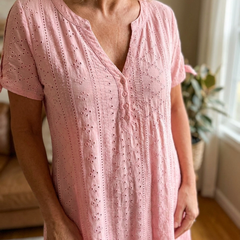 Elegant V-Neck Hollow-Out Solid Dress - Pink