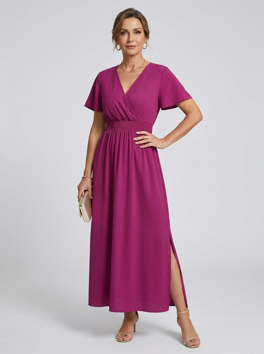 V-Neck Side Slit Maxi Dress