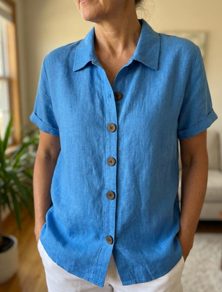 Relaxed Short Sleeve Shirt - Blue