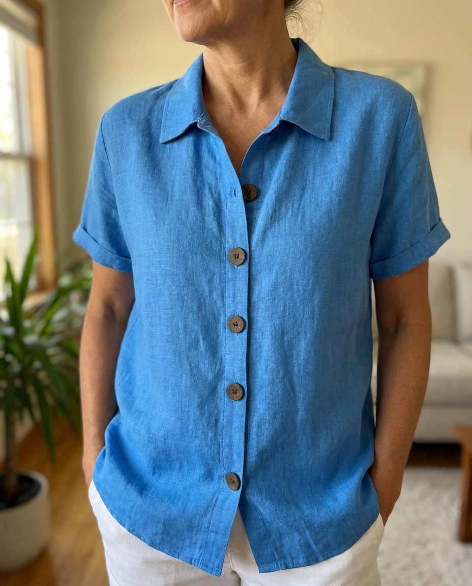 Relaxed Short Sleeve Shirt - Blue