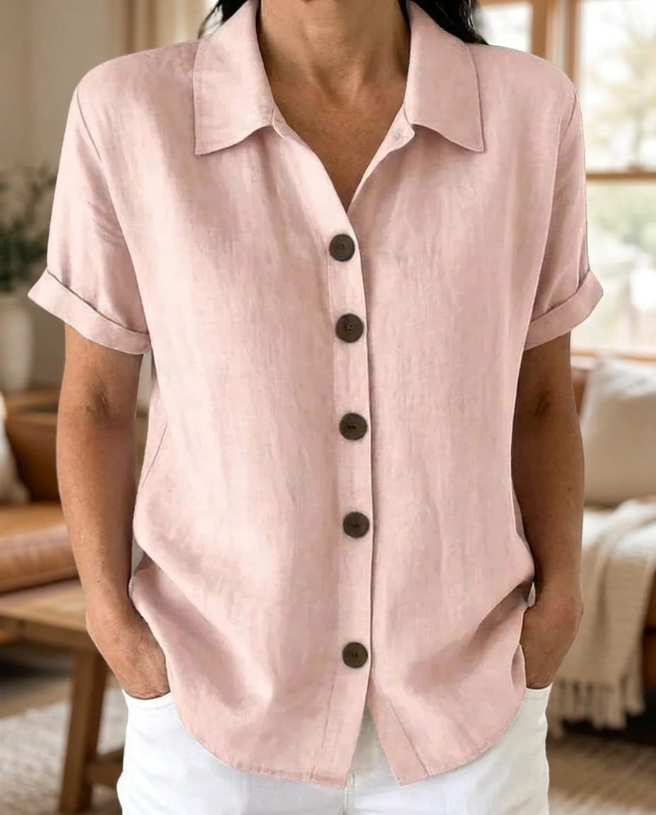 Relaxed Short Sleeve Shirt - Pink