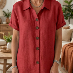 Relaxed Short Sleeve Shirt - Red
