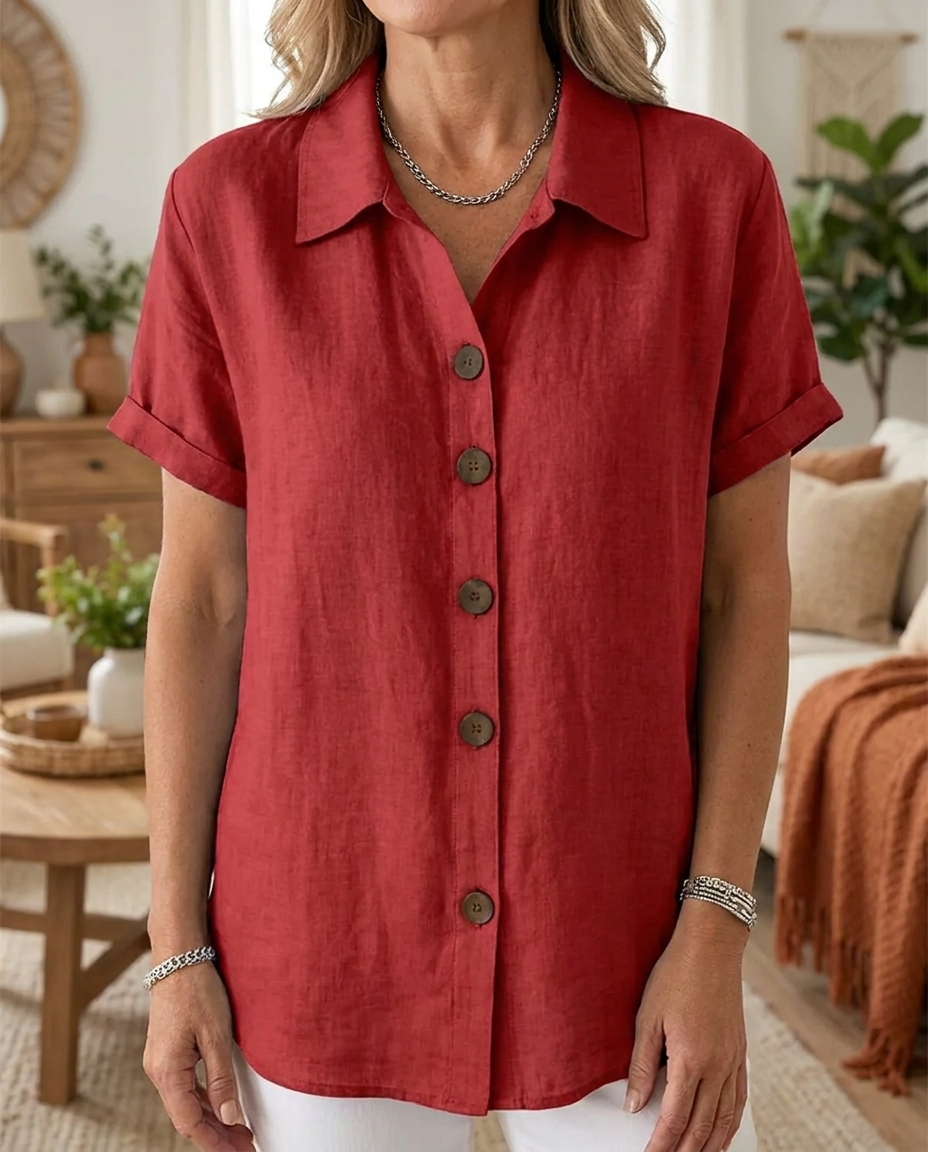 Relaxed Short Sleeve Shirt - Red