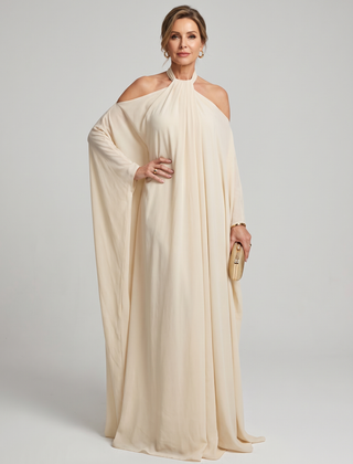 Halter-Neck Maxi Dress - Apricot