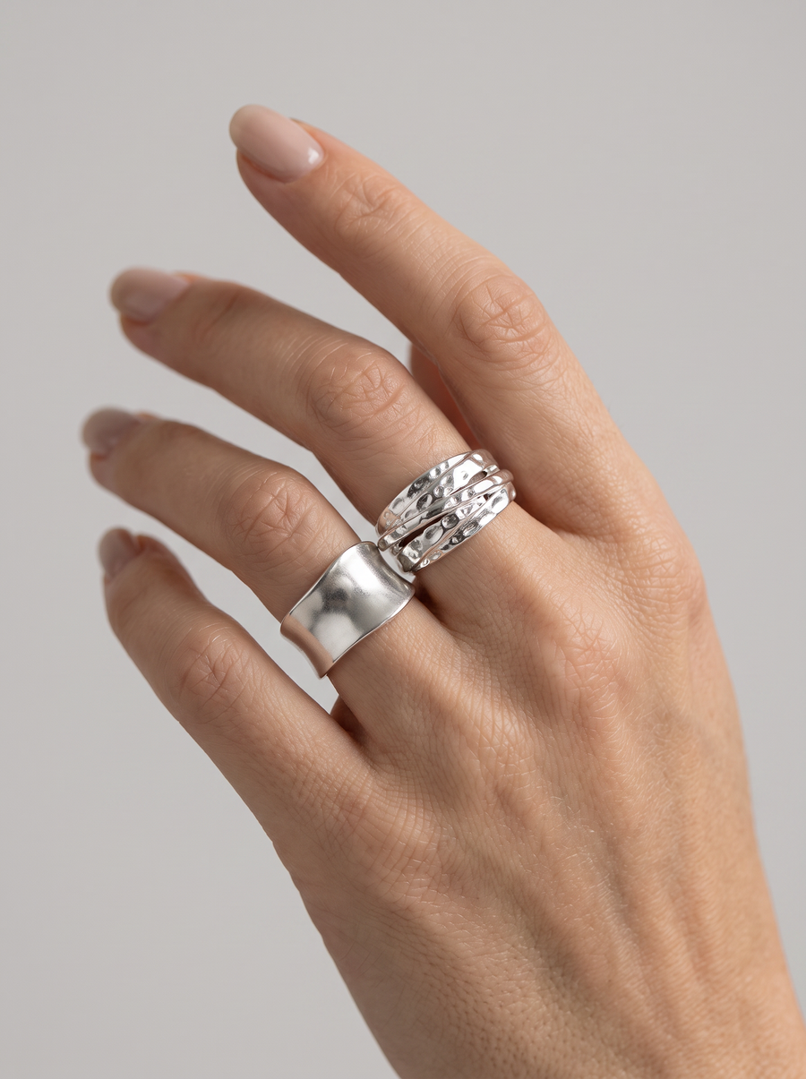 Geometric Solid Color Rings