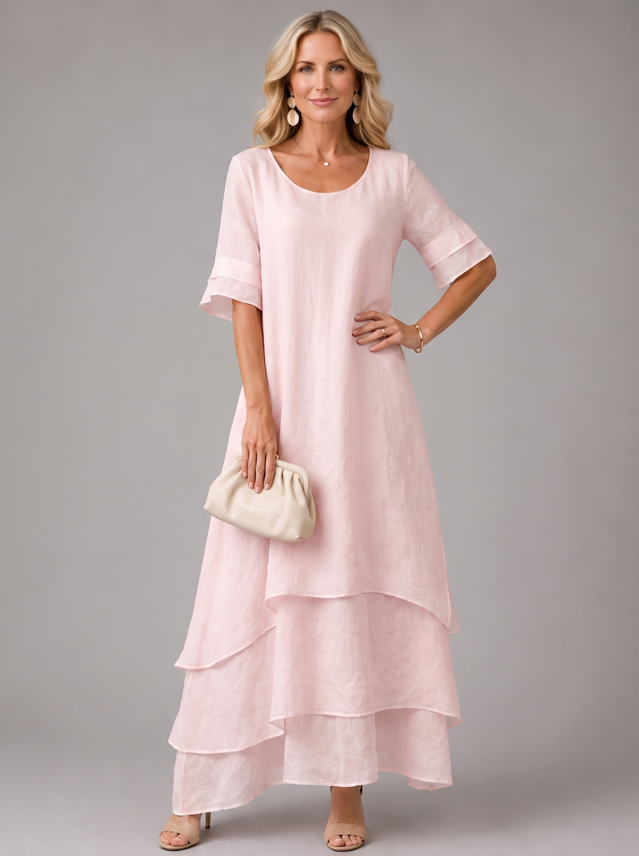 Sorrento Elegant Maxi Dress - Pink - Main