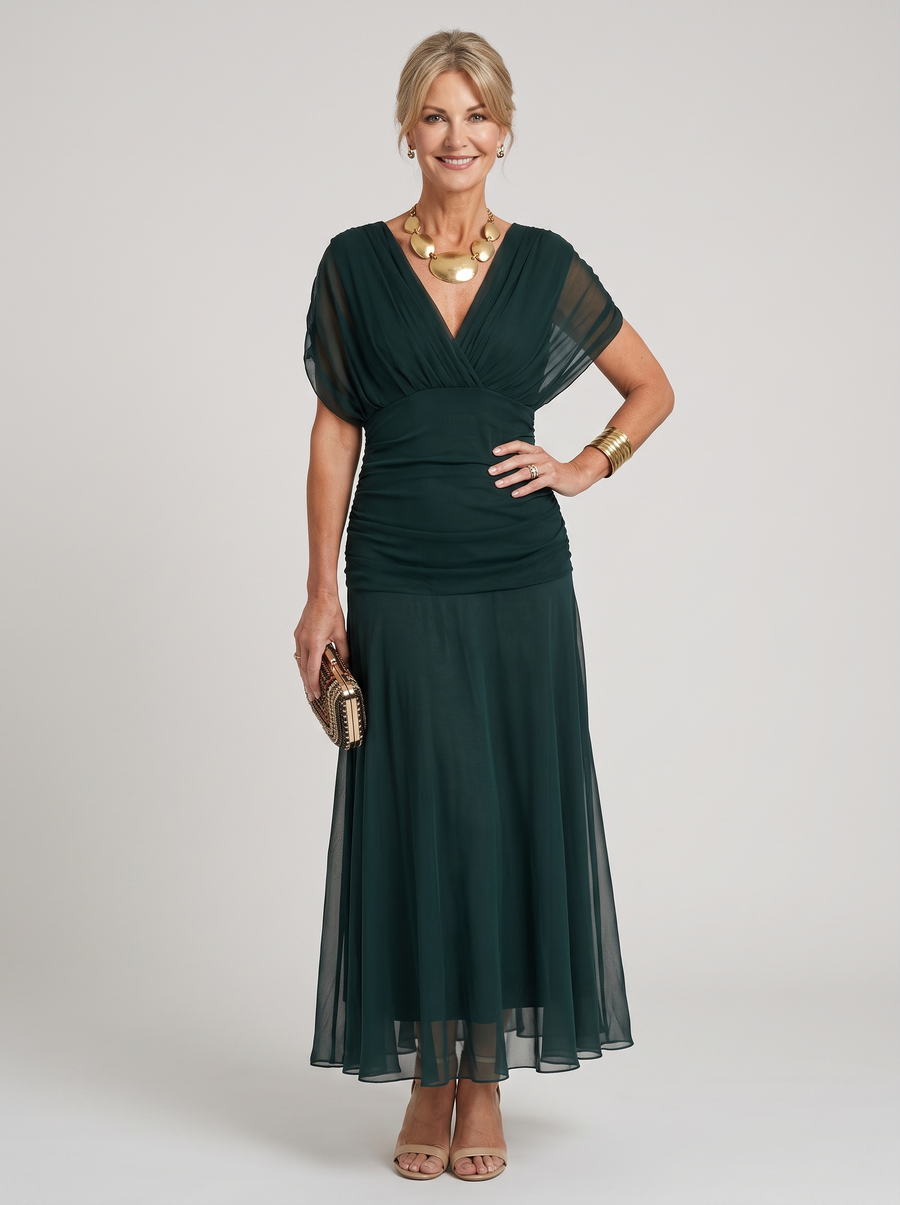 Mikaela Off Shoulder Maxi Dress - Dark Green - Main