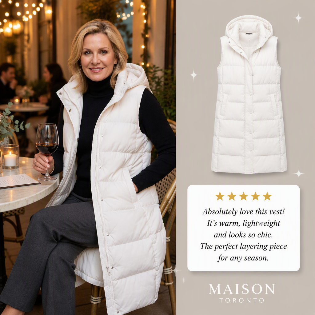 Puffer Vest - White - Logo