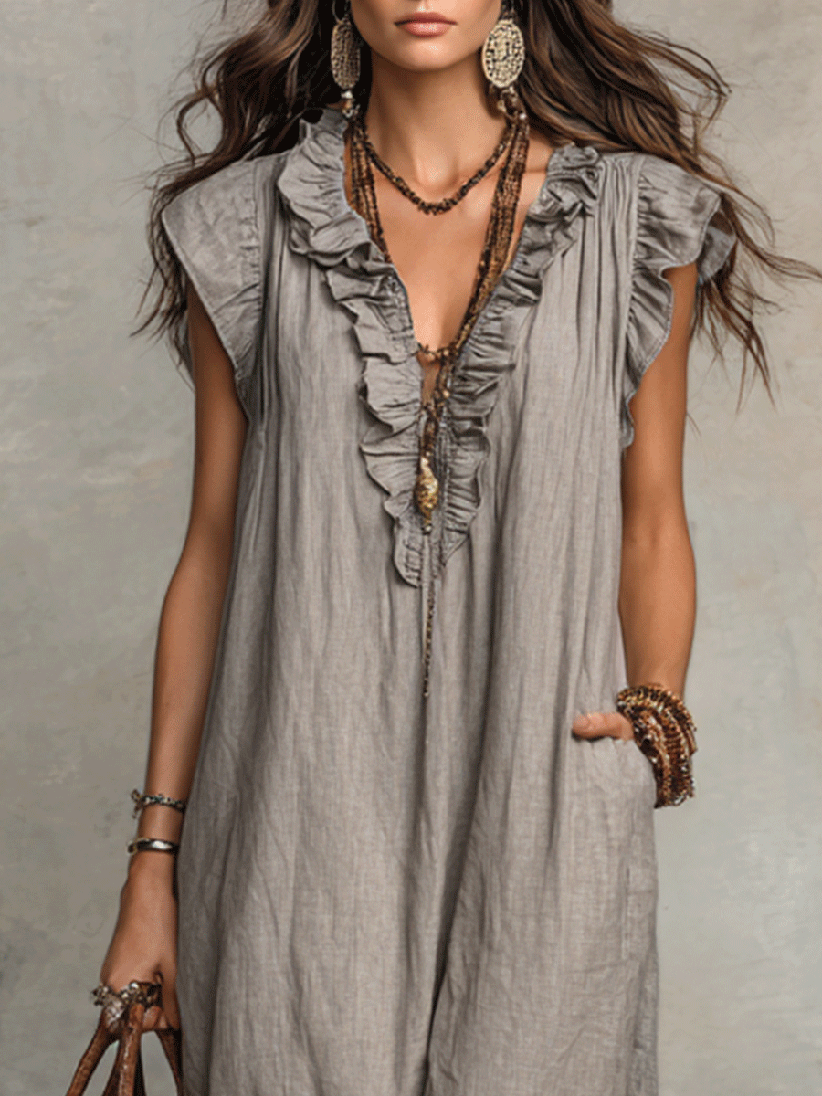 Elara™ - V-Neck Maxi Dress