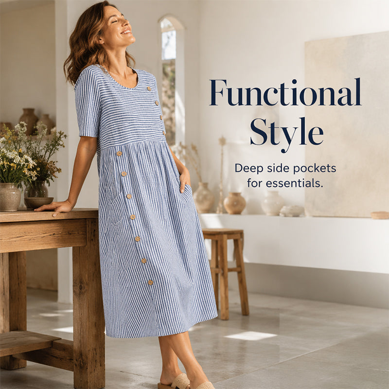 Women’s Casual Striped Relaxed Fit Dress