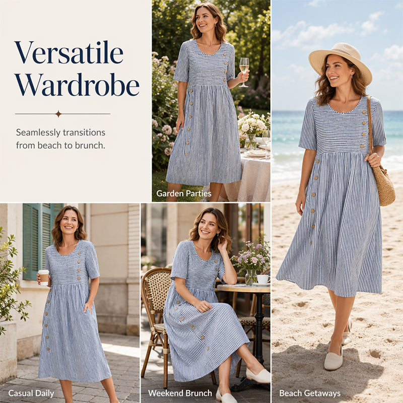Women’s Casual Striped Relaxed Fit Dress