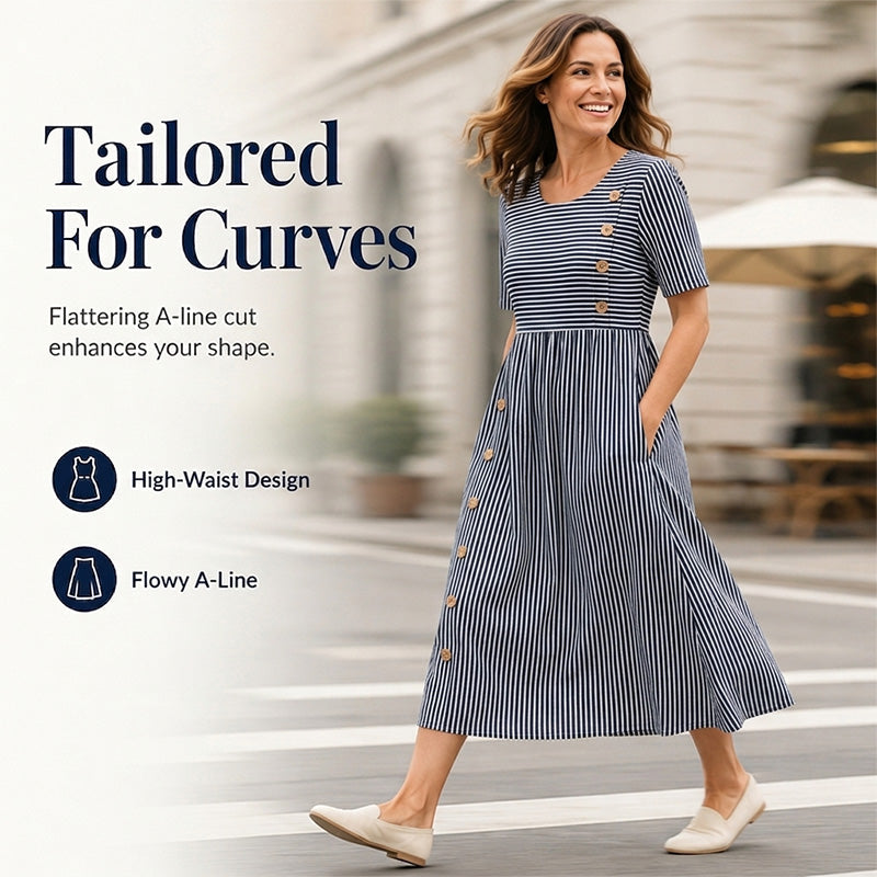 Women’s Casual Striped Relaxed Fit Dress