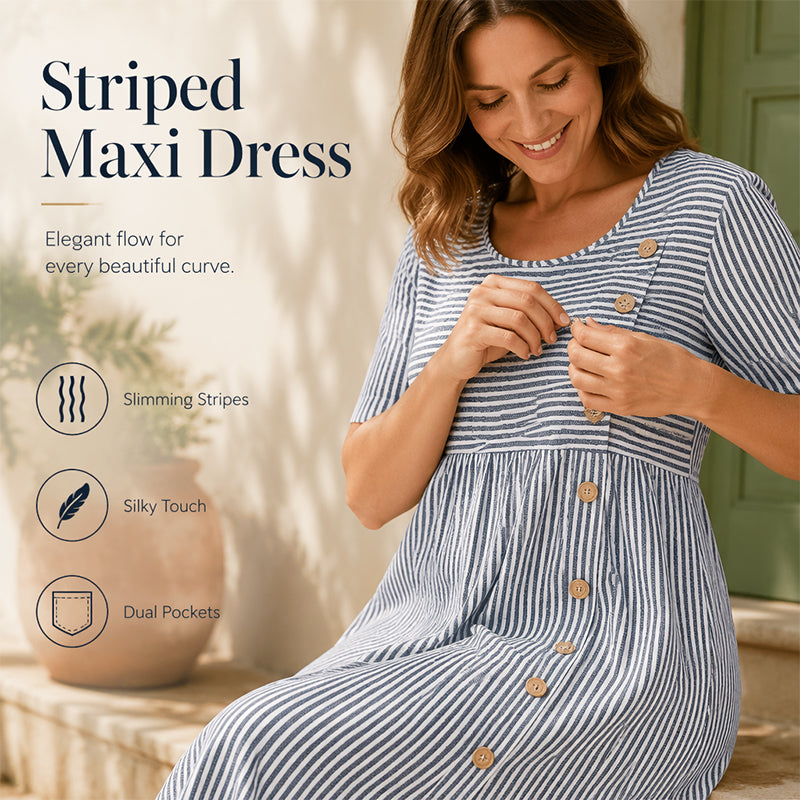 Women’s Casual Striped Relaxed Fit Dress