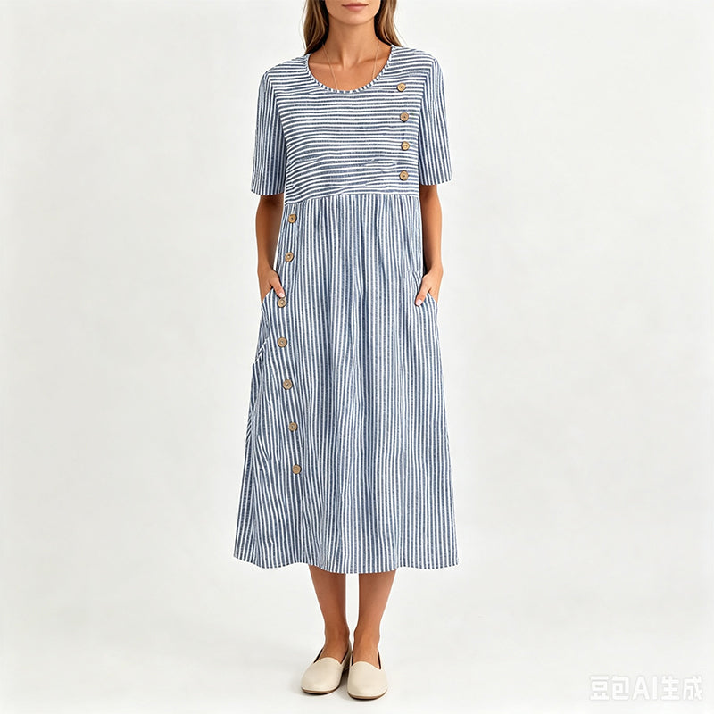 Women’s Casual Striped Relaxed Fit Dress