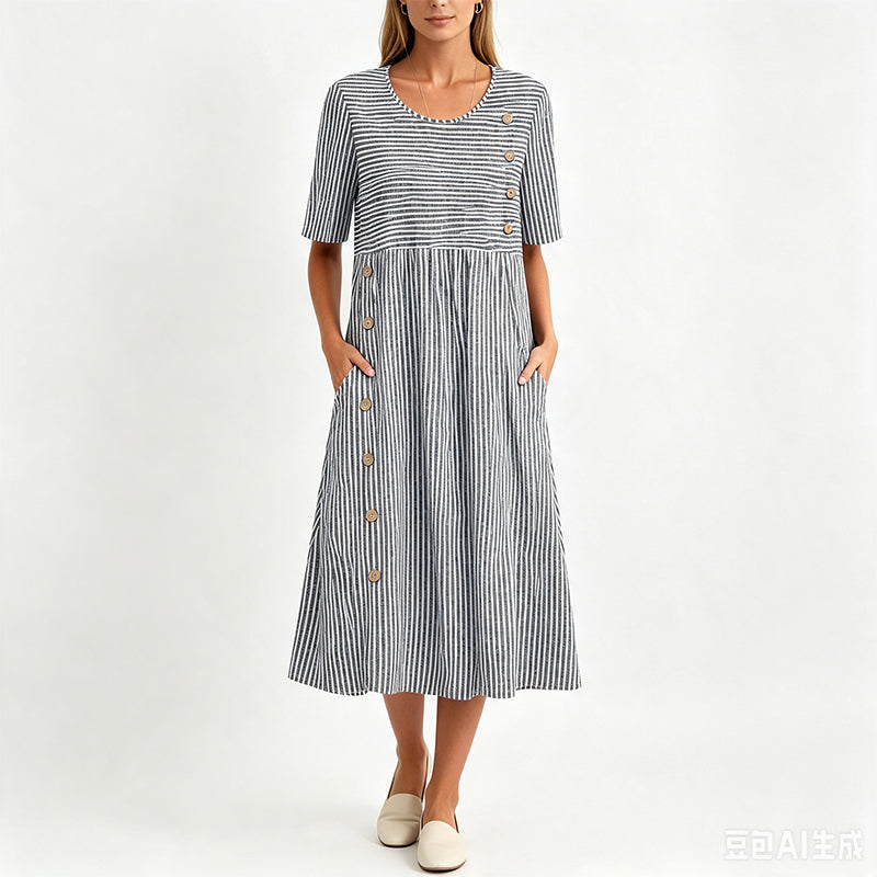 Women’s Casual Striped Relaxed Fit Dress