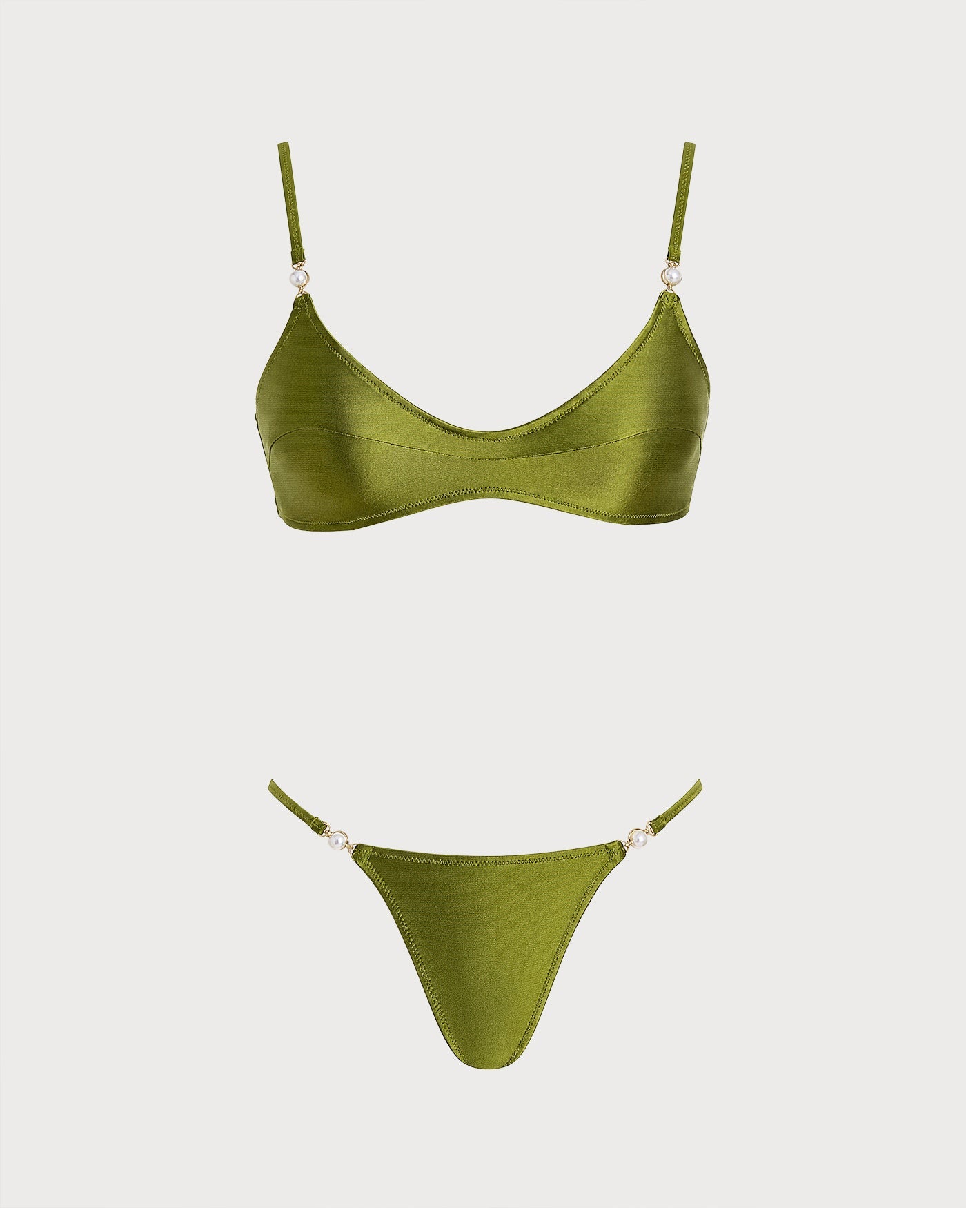 Green Natural Waisted Triangle Bikini Set