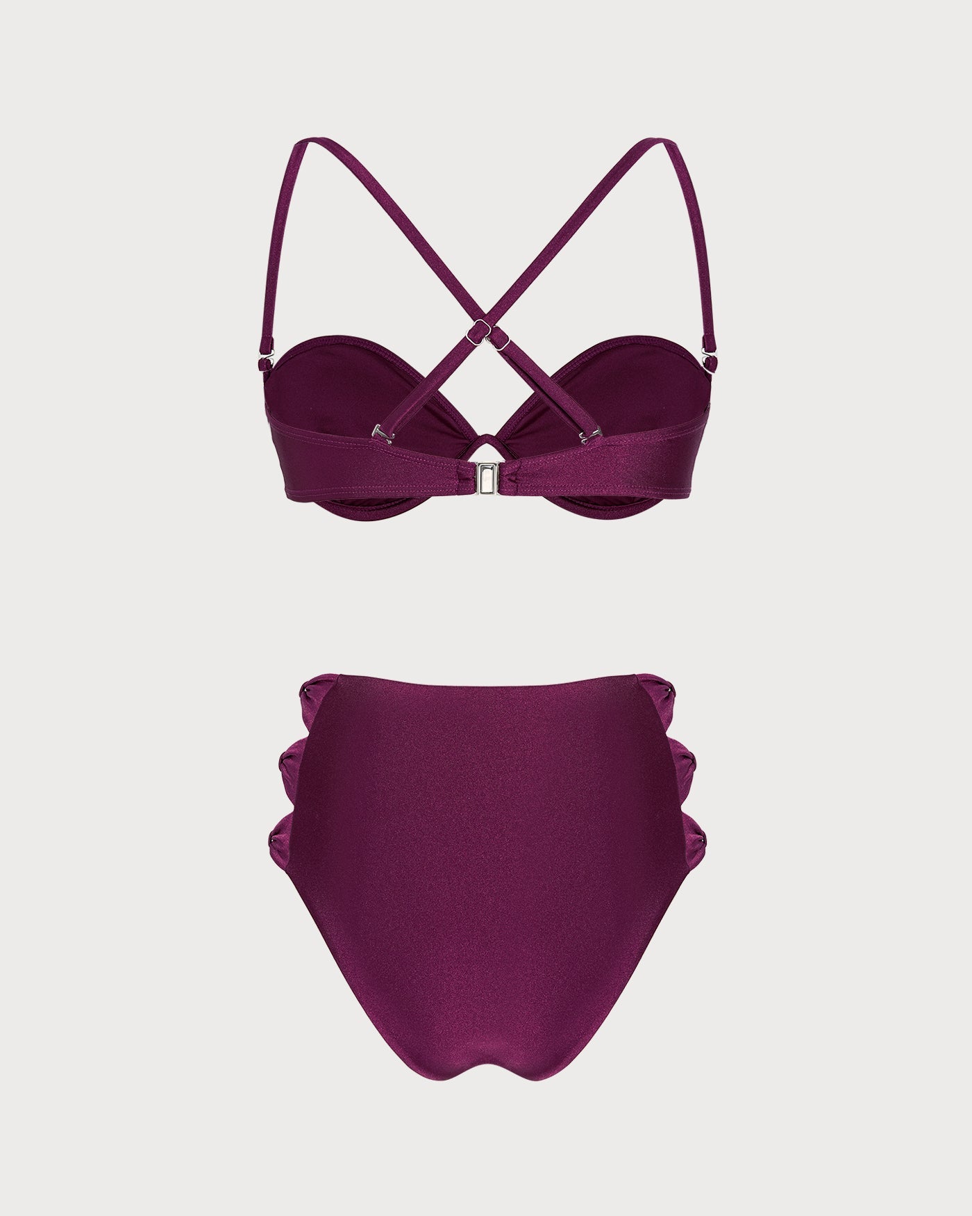 Wine Red Cut Out Underwire Bikini Set