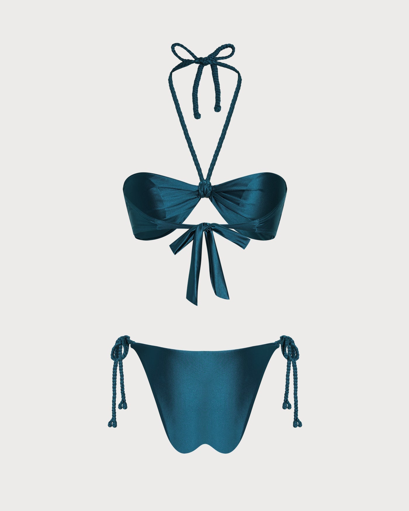 Green Solid Halter Triangle Bikini Set