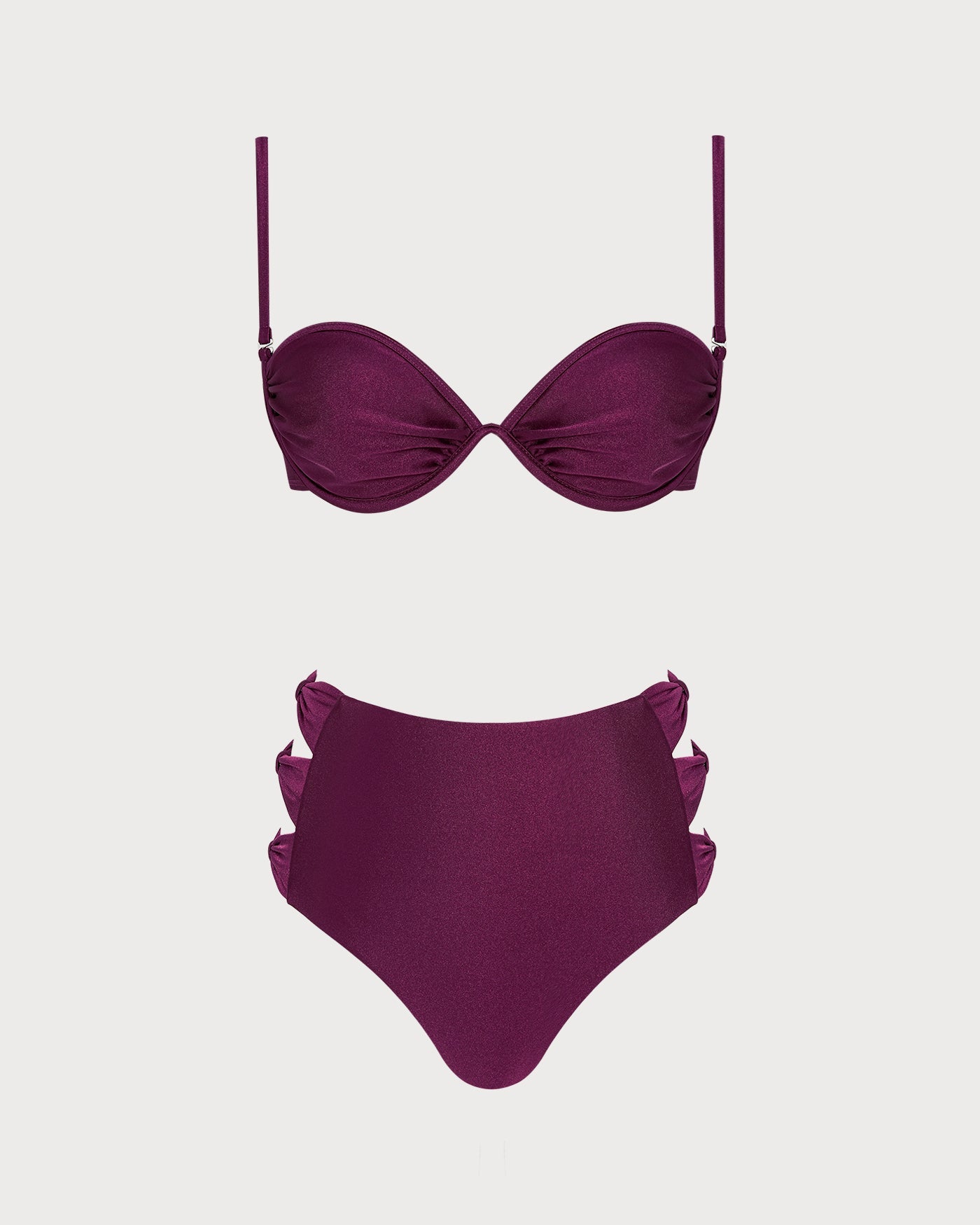 Wine Red Cut Out Underwire Bikini Set