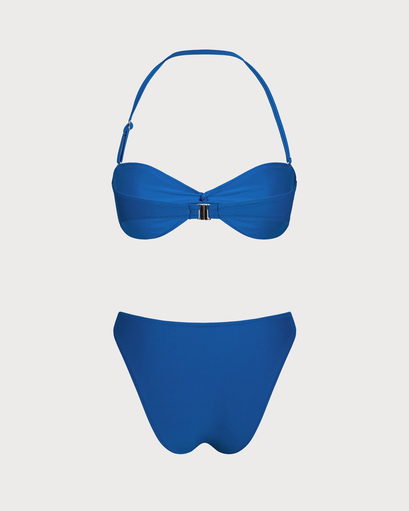 Blue Halter Ruched Underwire Bikini Set