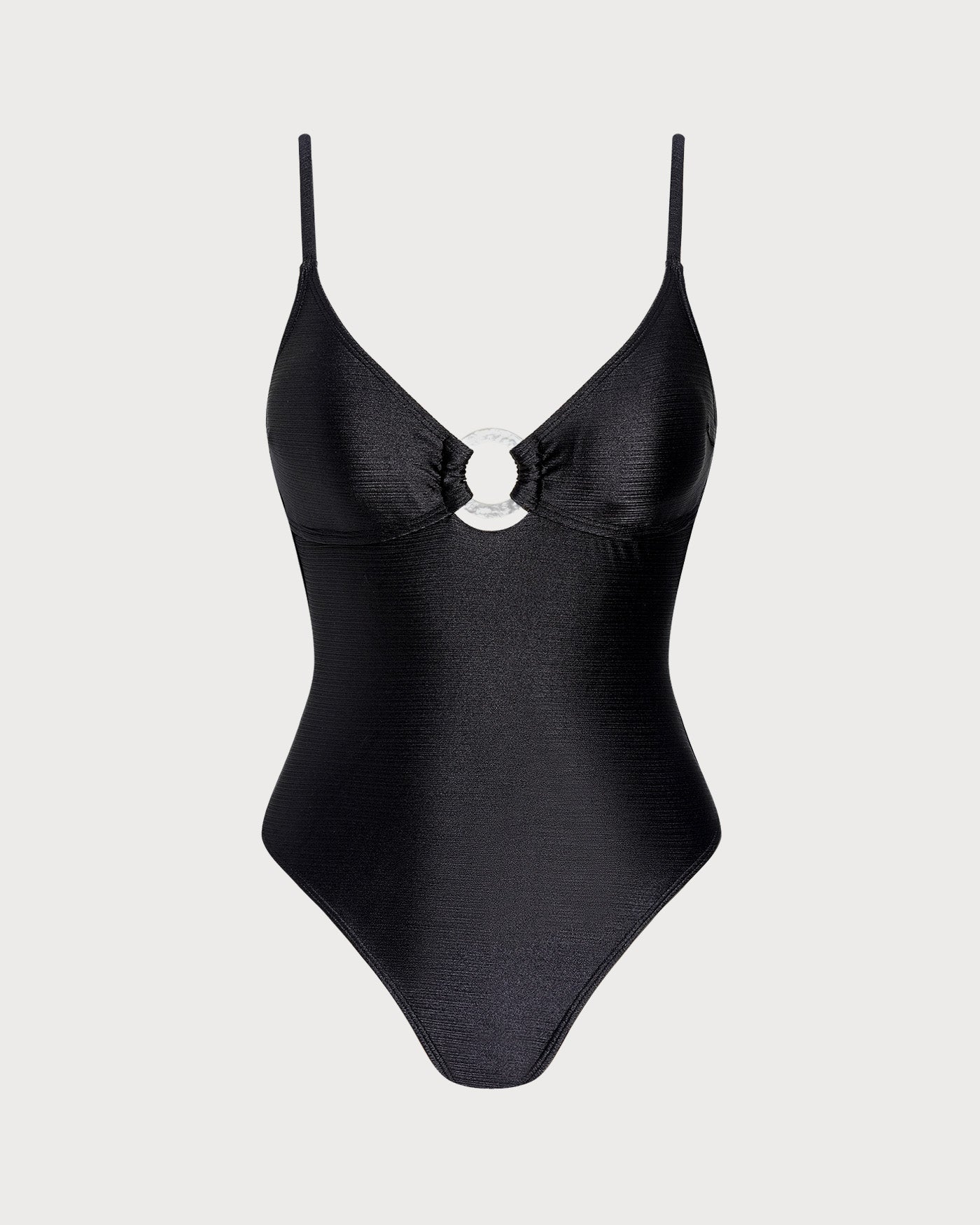Black Solid O-Ring Bralette One Piece