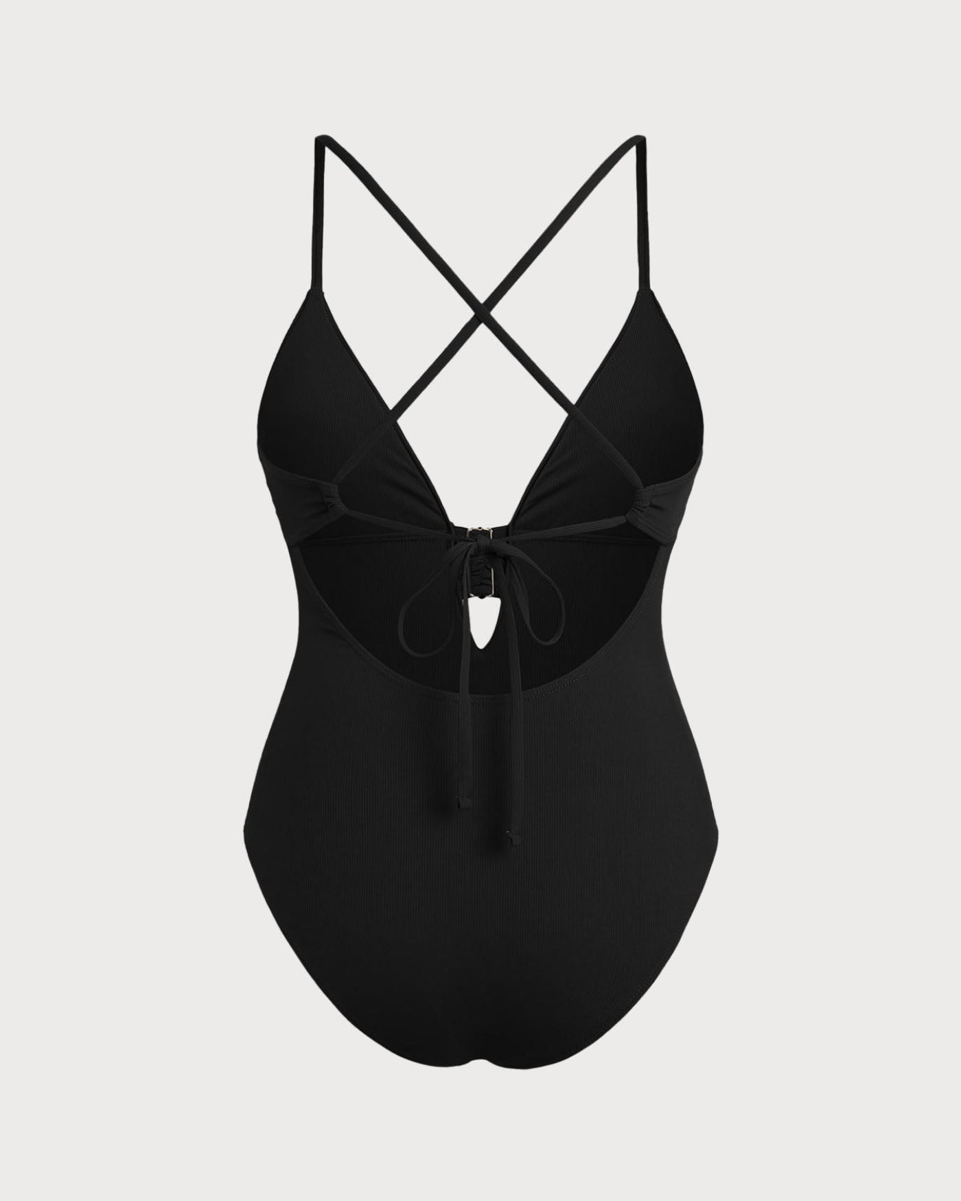 Black Cut Out Ribbed Triangle One Piece
