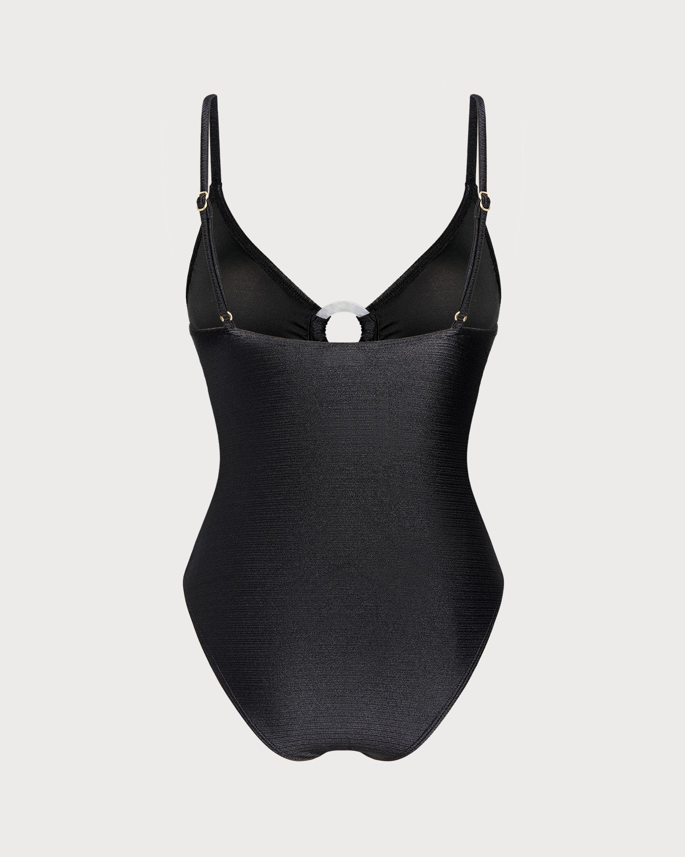 Black Solid O-Ring Bralette One Piece