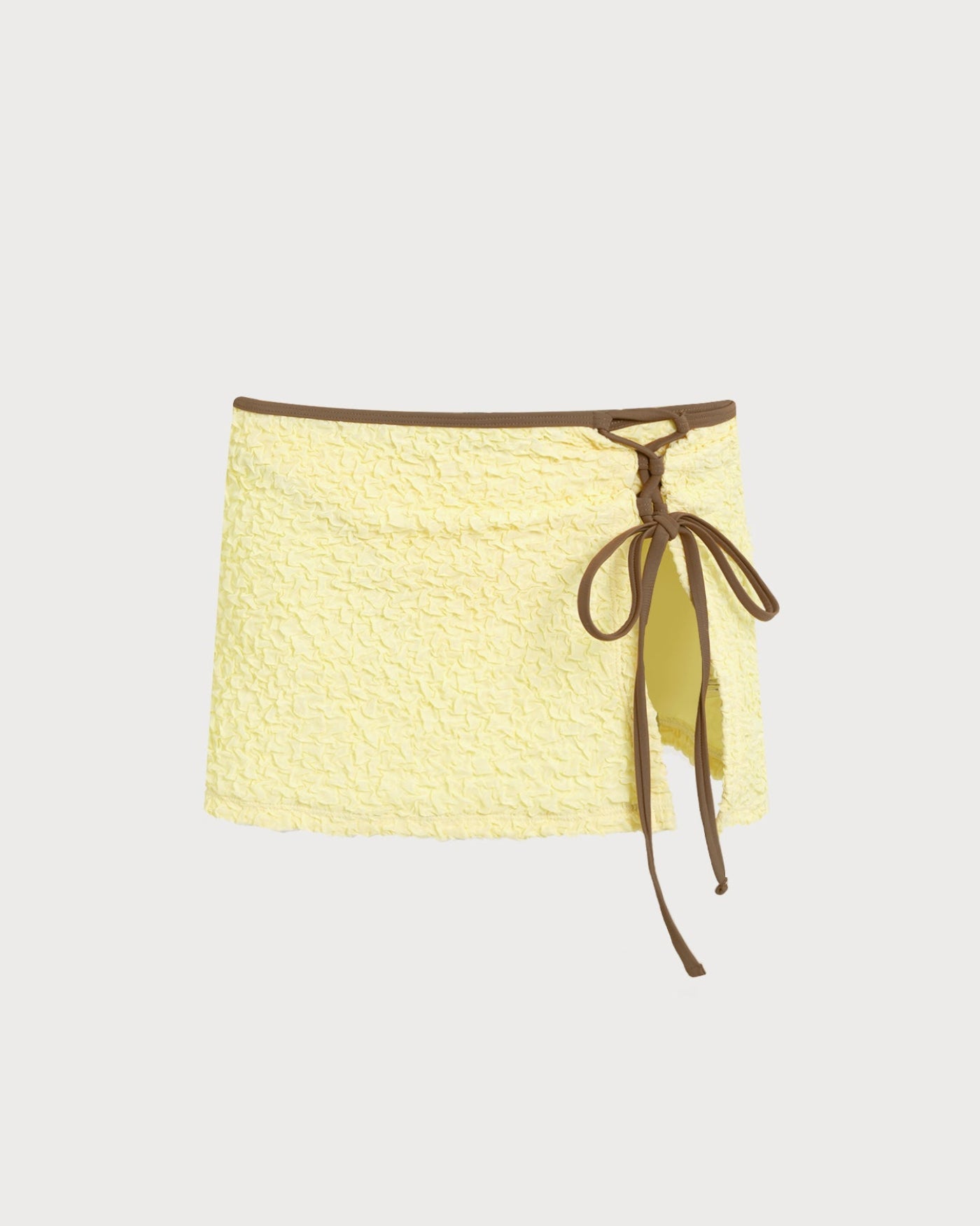 Yellow Halter Drawstring Bandeau Bikini Set