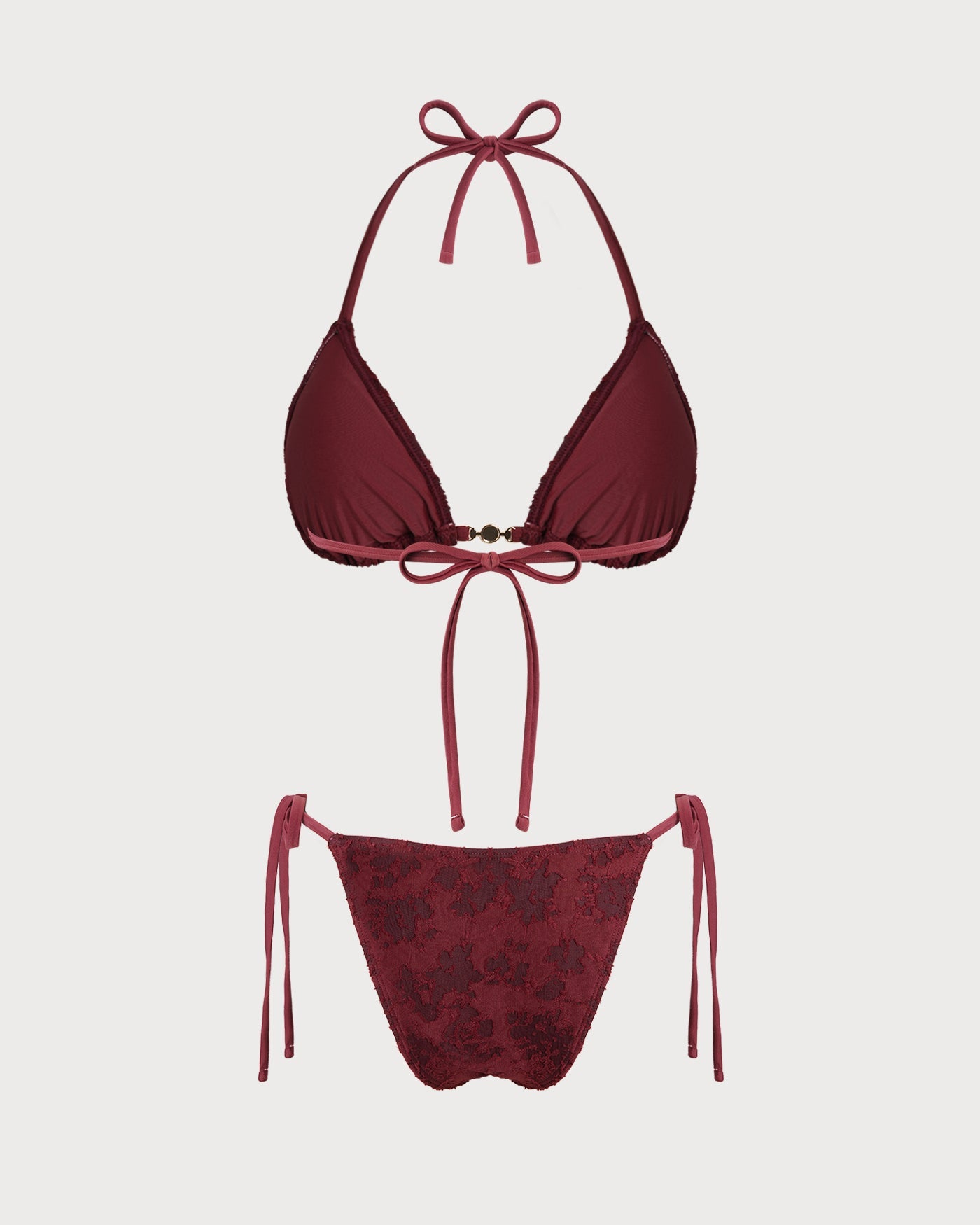 Brick Red Halter Textured Bikini Set