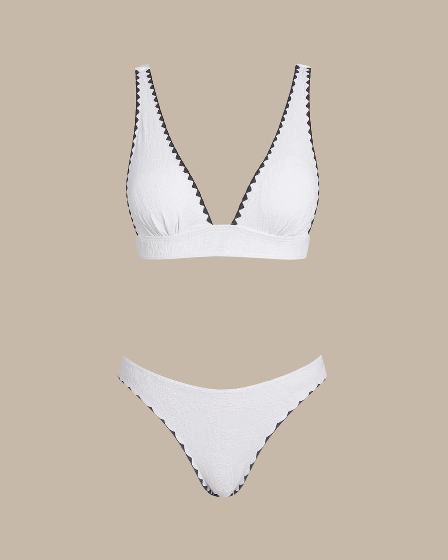 White Contrast X Cross Triangle Bikini Set